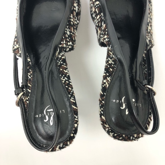 Lifestride Tweed Slingback Heels Black 7.5 - Picture 3 of 6